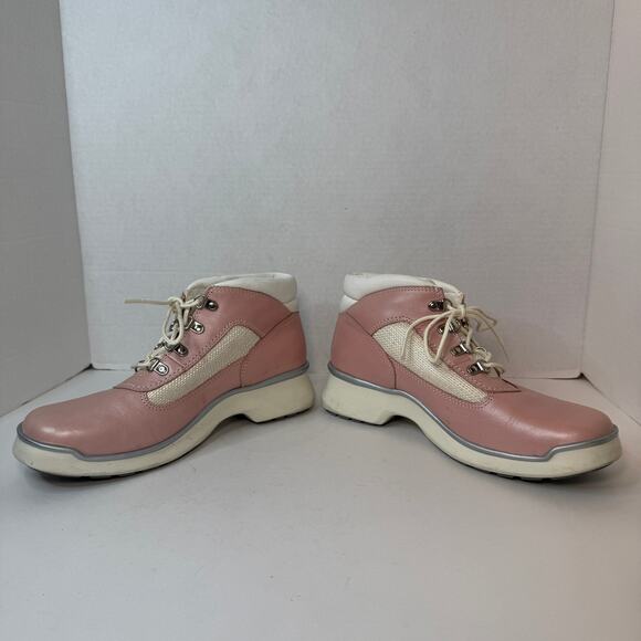 Timberland Genuine Leather Hiking Field Boots Pink Women's Size 8 - Picture 4 of 11